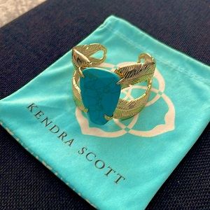 Kendra Scott Gold Feather cuff with Turquoise stone